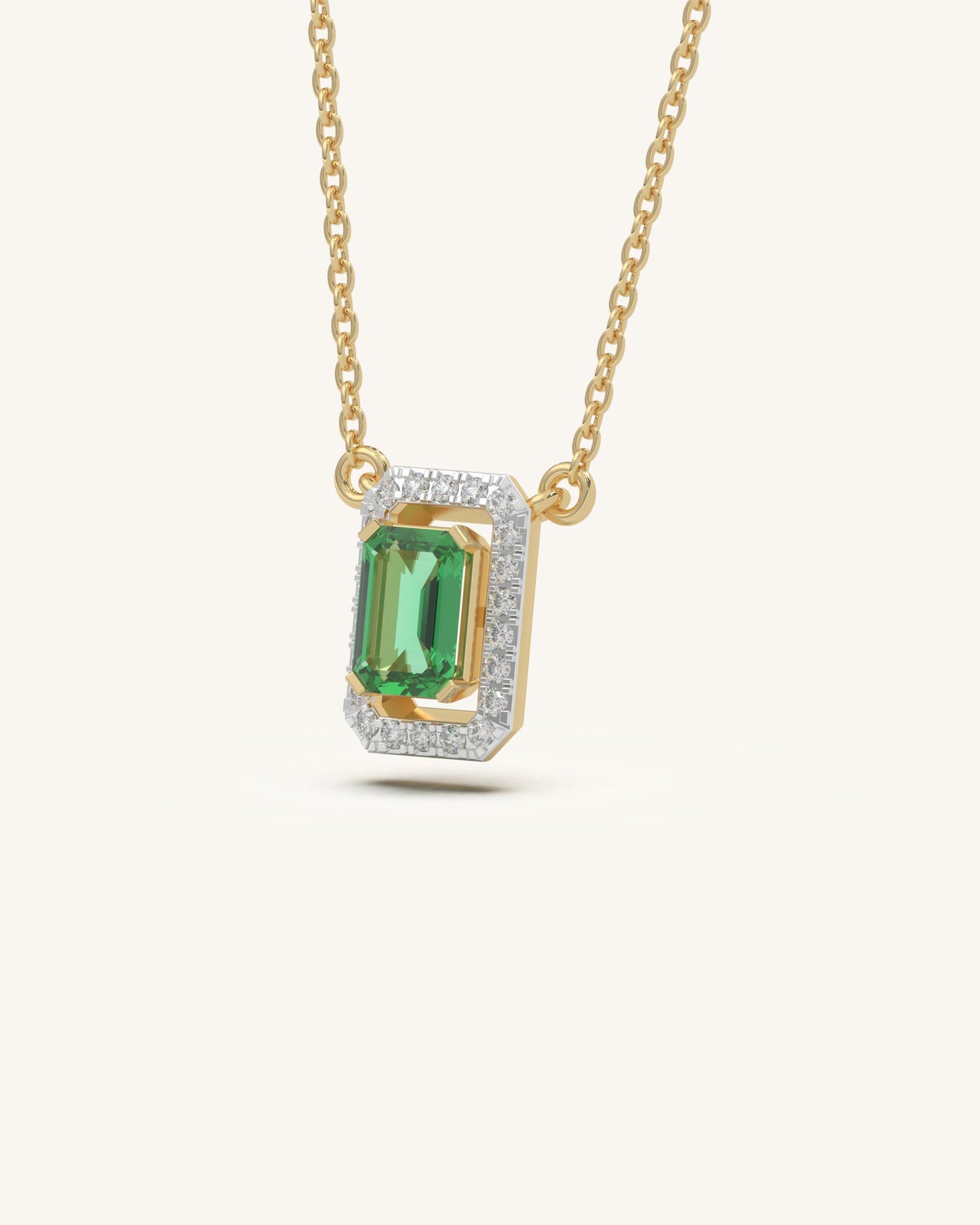 Emerald Halo Necklace & Emerald Halo Studs