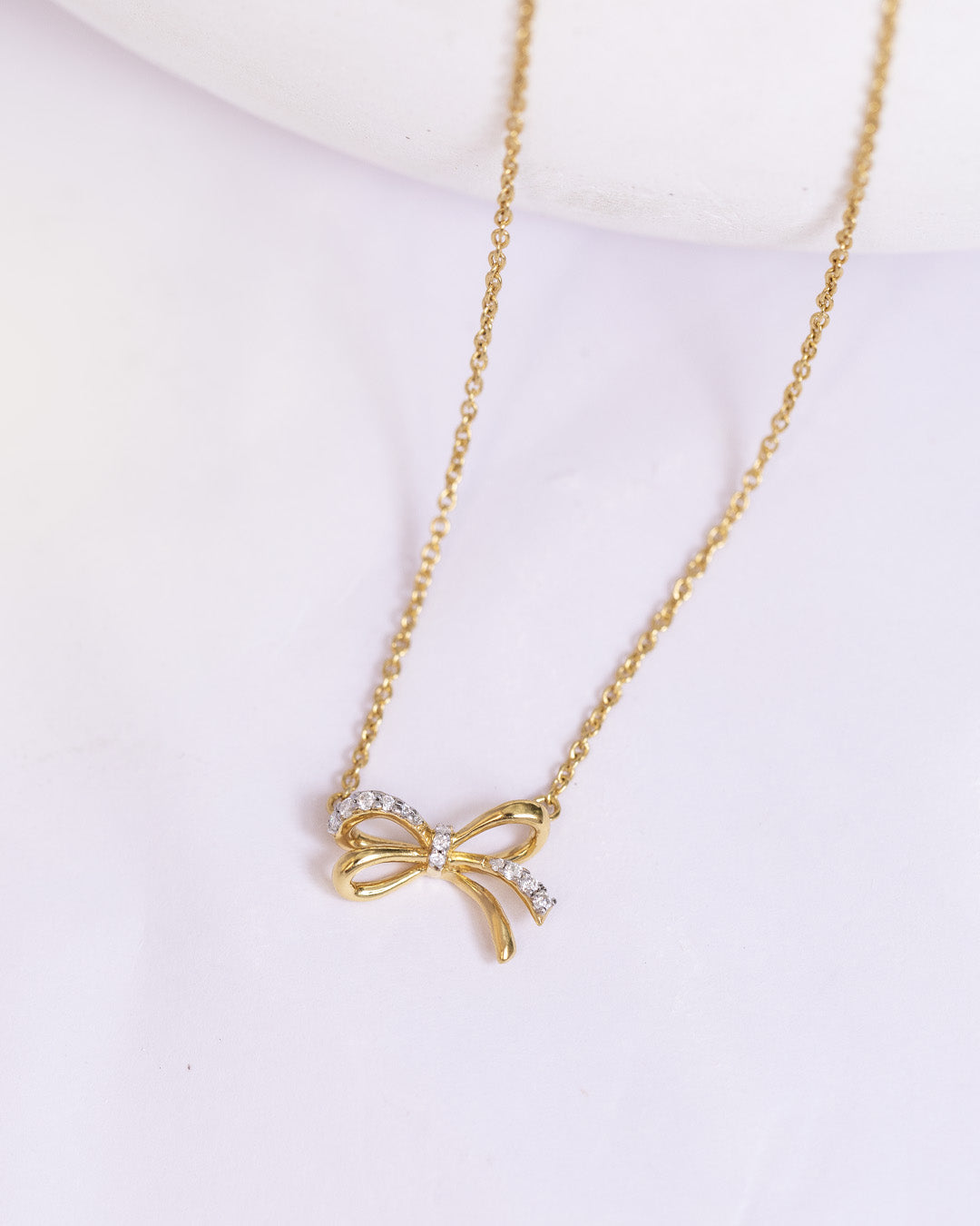 Ribbon Wrap Necklace & Two Tone Knot Studs