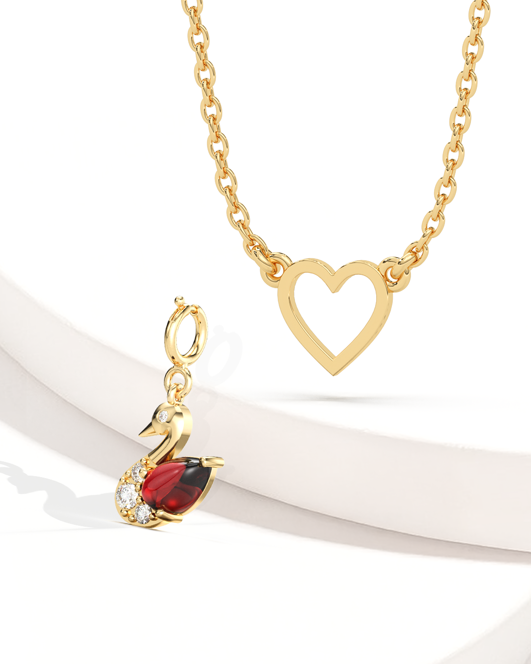 Heart Link Chain & Swan Charm