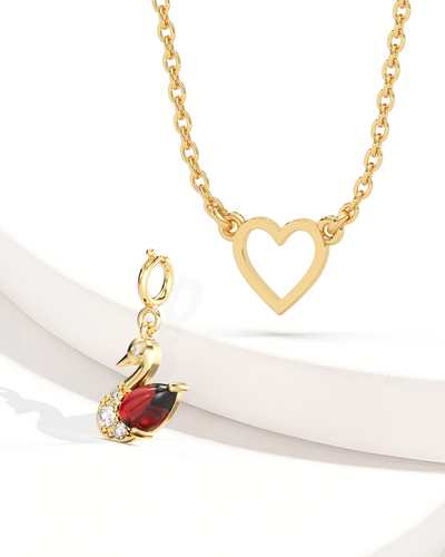 Heart Link Chain & Swan Charm