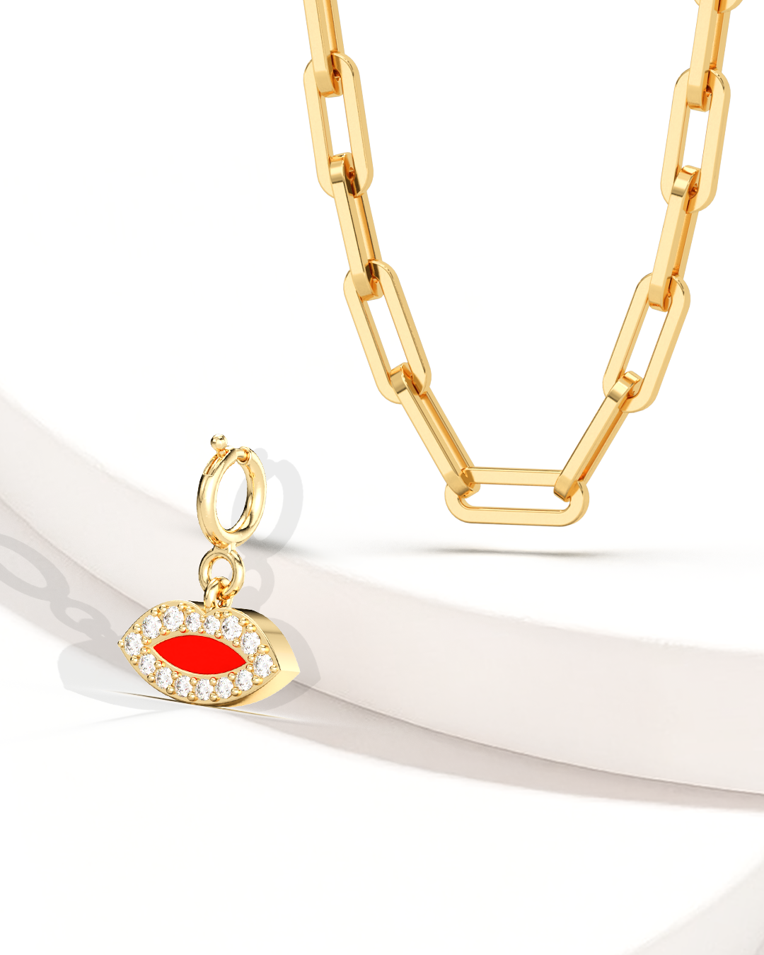 Minimal Link Chain & Lip Enamel Charm