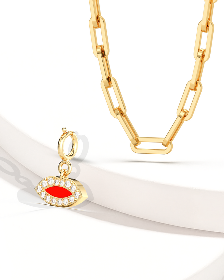 Minimal Link Chain & Lip Enamel Charm