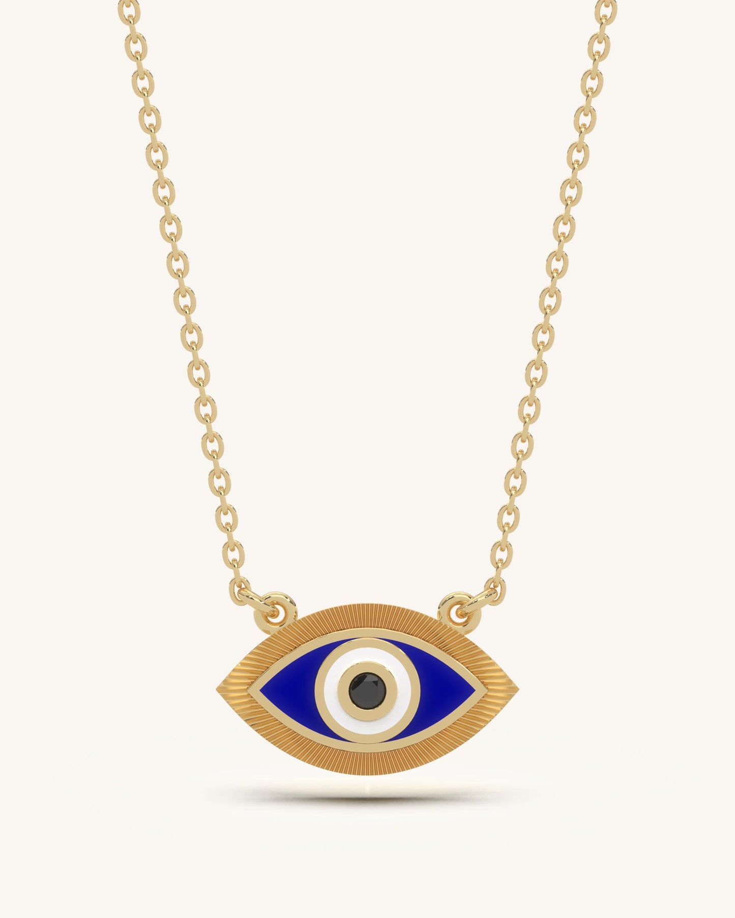 Blue Eye Necklace & Teardrop Hoop Huggies