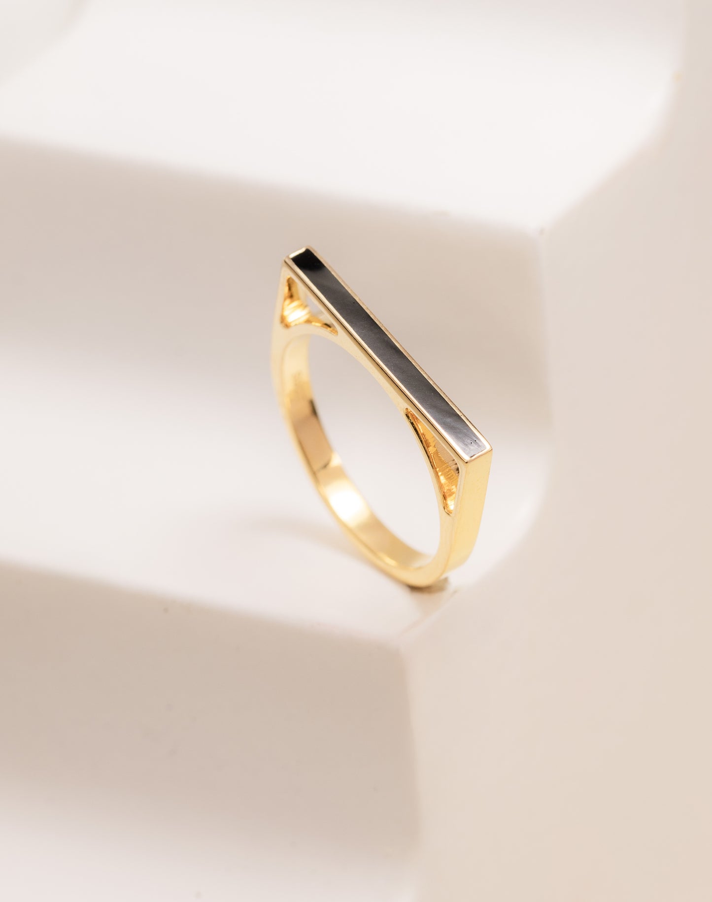 Classic Full Pave Bracelet & Black Bar Ring