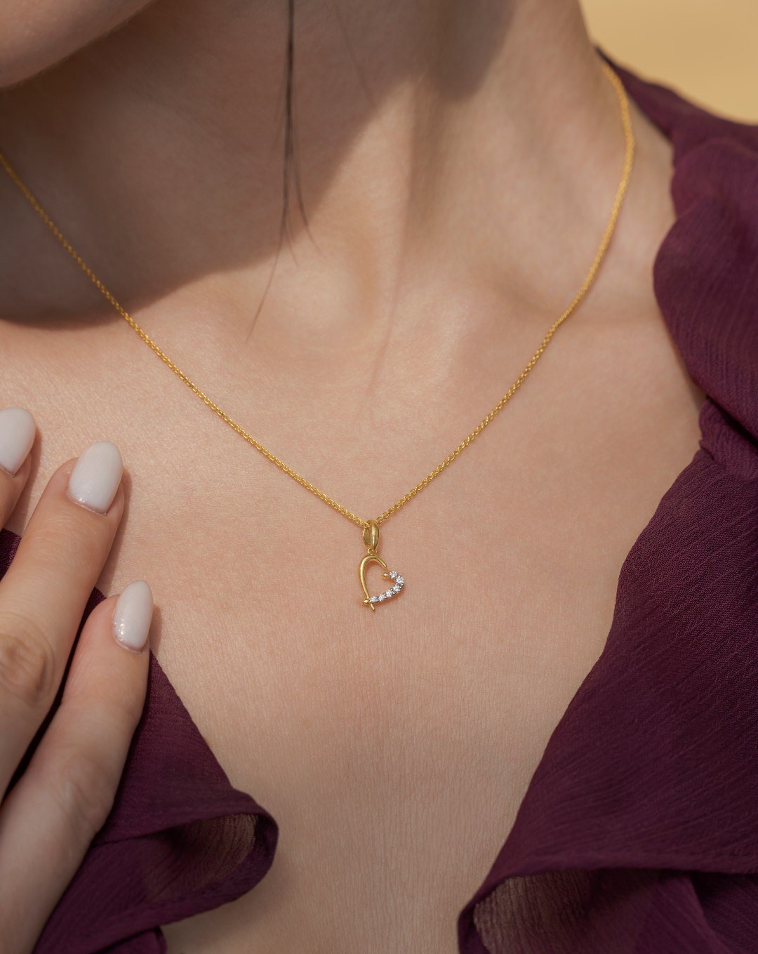 Curved Heart Studs & Heart Drop Pendant