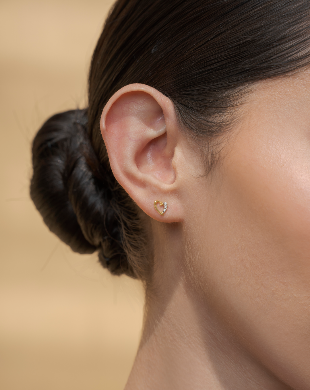 Curved Heart Studs & Heart Drop Pendant