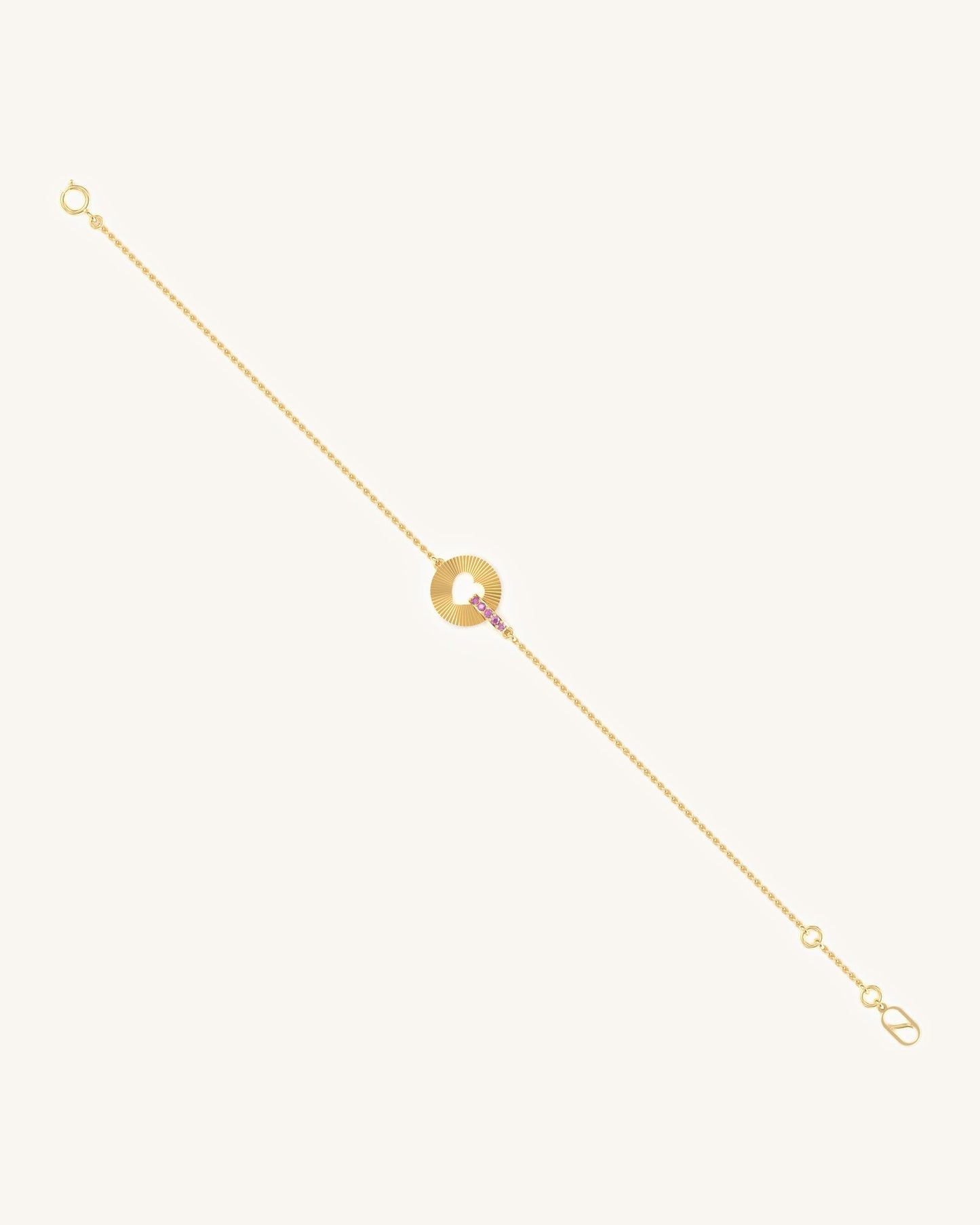 Long Lariat Bracelet & Heart Gem Pendant