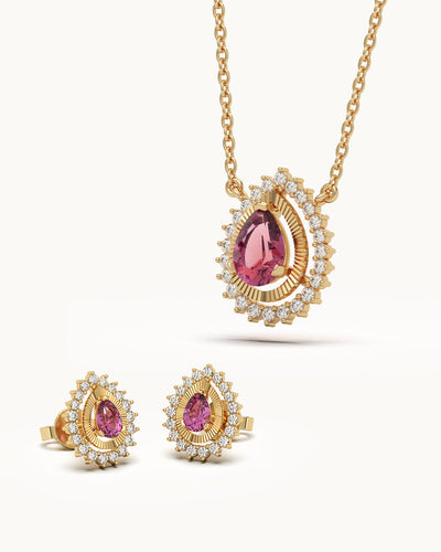 Teardrop Grace Necklace & Royal Teardrop Shine Studs