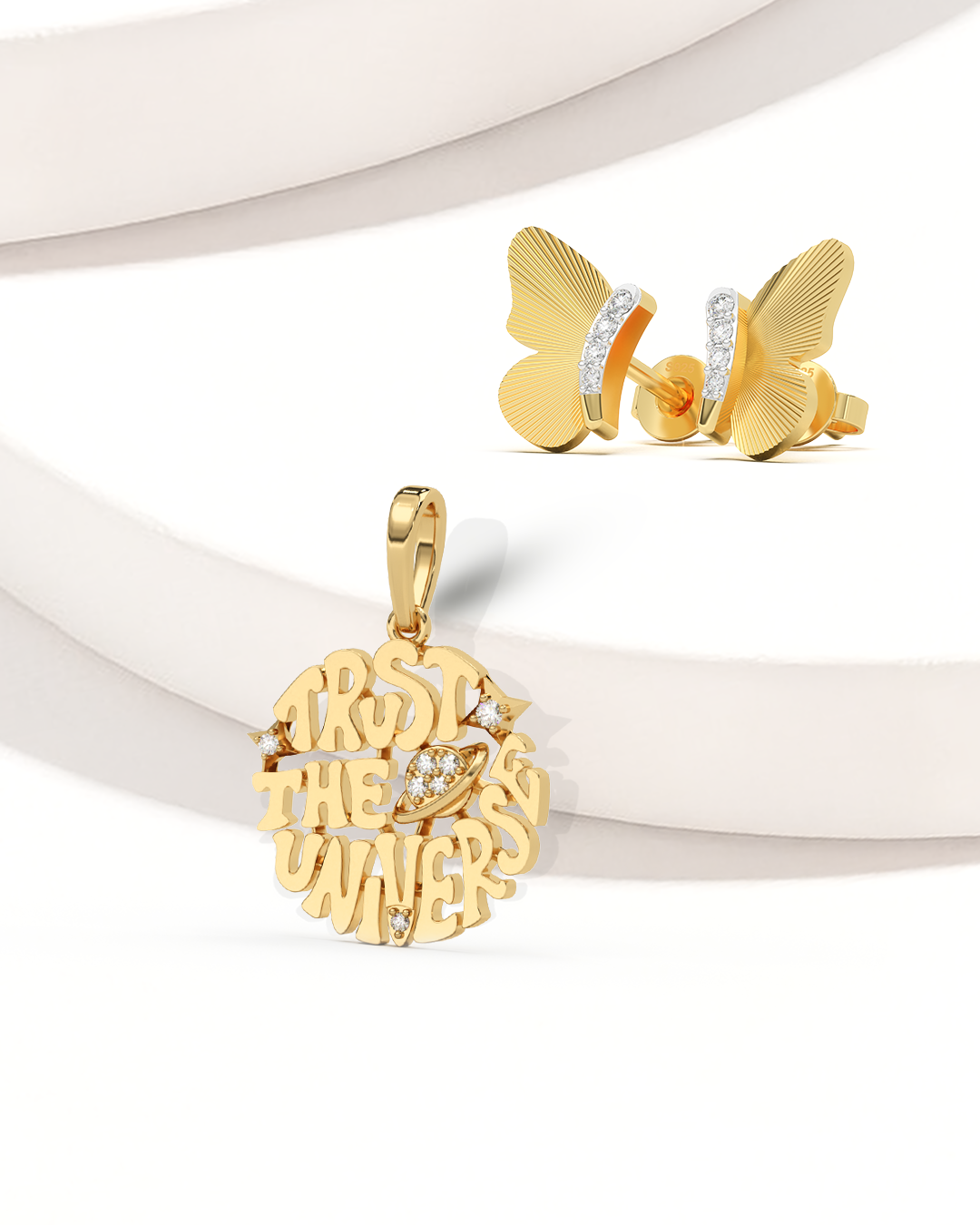 Skyline Wing Earrings & Trust Universe Pendant