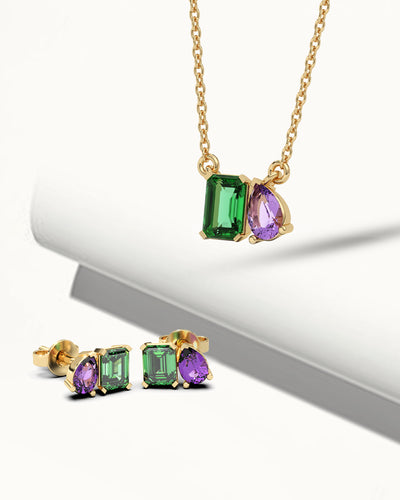 Twin Gem Necklace & Twin Gem Studs