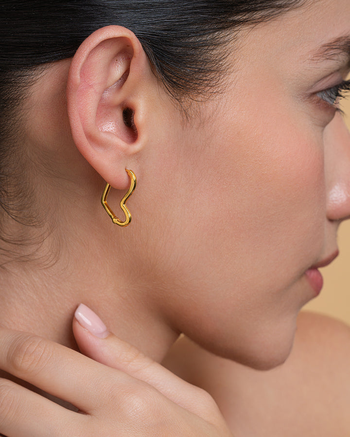 Diamond Bar Bracelet & Angular Heart Hoops