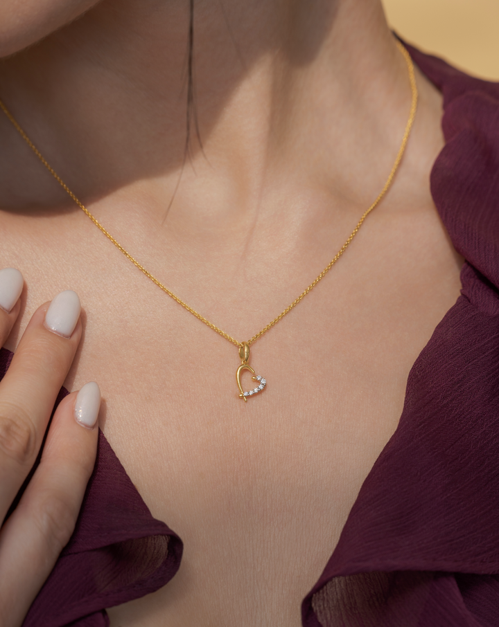 Curved Heart Studs & Heart Drop Pendant