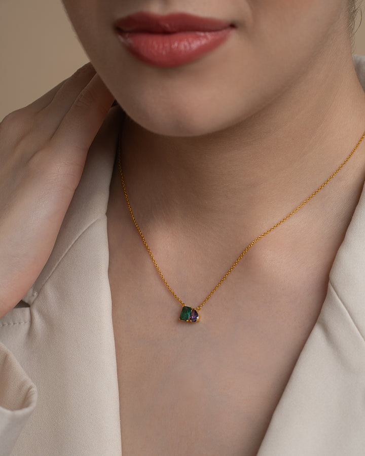 Twin Gem Necklace & Twin Gem Studs